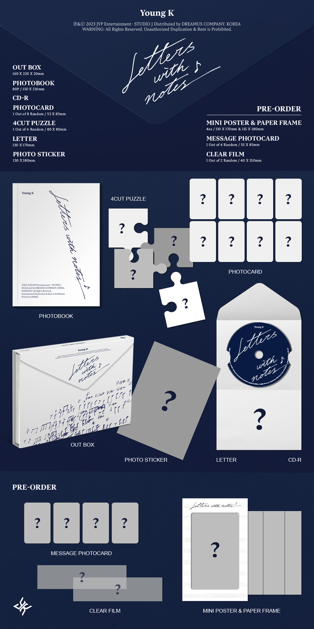 【新品未開封・まとめ売り】Young K Letters with notes Young K 1st Full Album Letters with notes (Digipack Ver